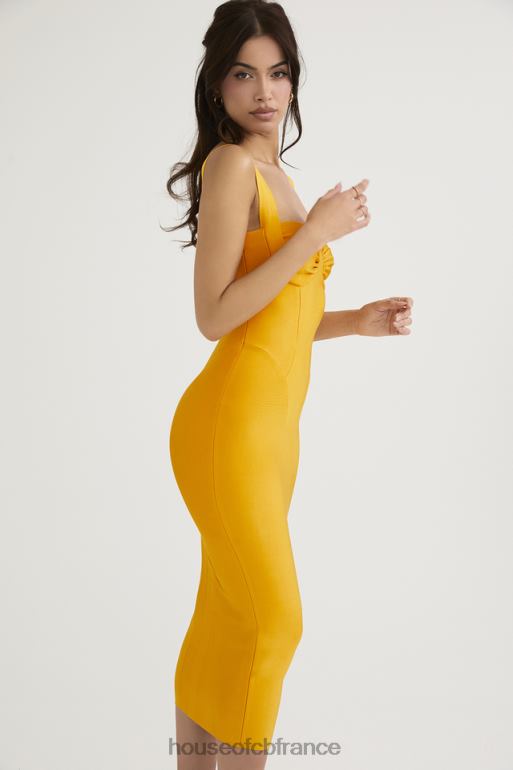 House of CB robe mi-longue bandage charlene mandarine N888H467 vêtements