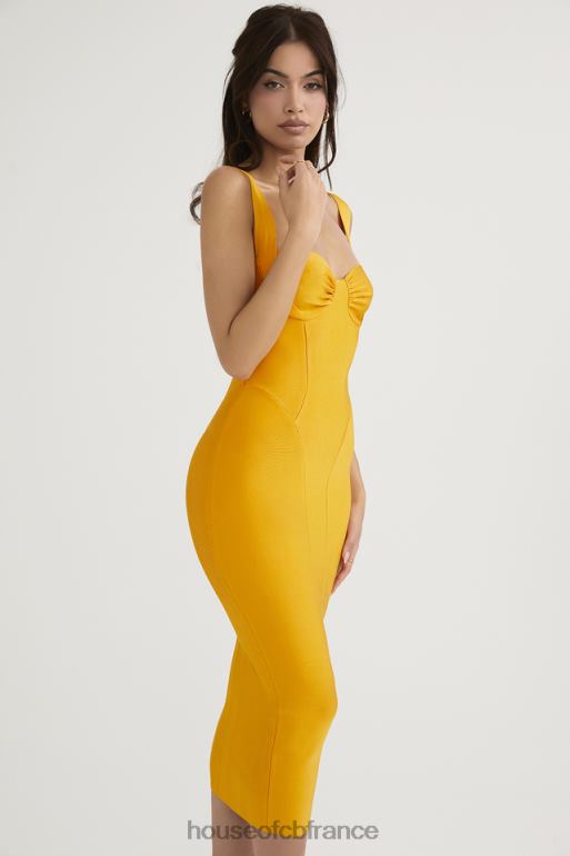 House of CB robe mi-longue bandage charlene mandarine N888H467 vêtements