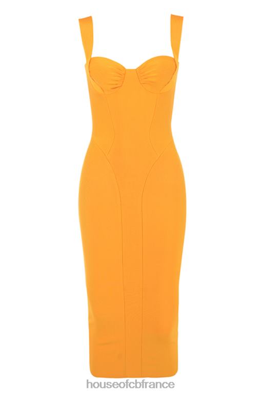 House of CB robe mi-longue bandage charlene mandarine N888H467 vêtements