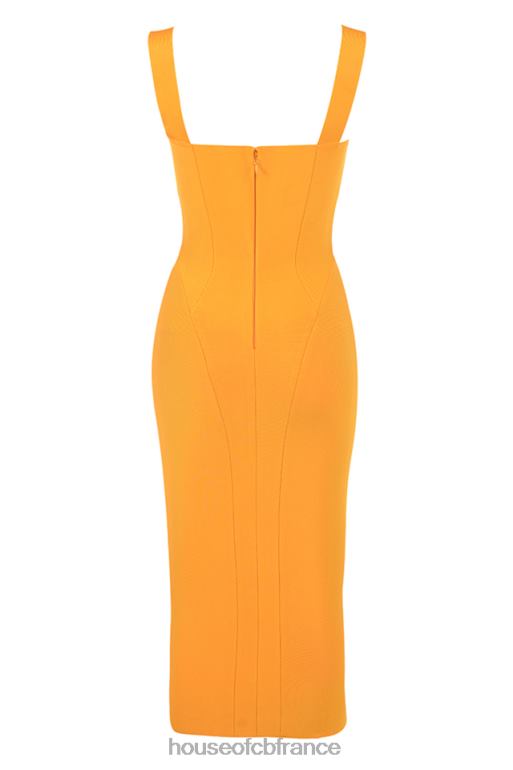 House of CB robe mi-longue bandage charlene mandarine N888H467 vêtements