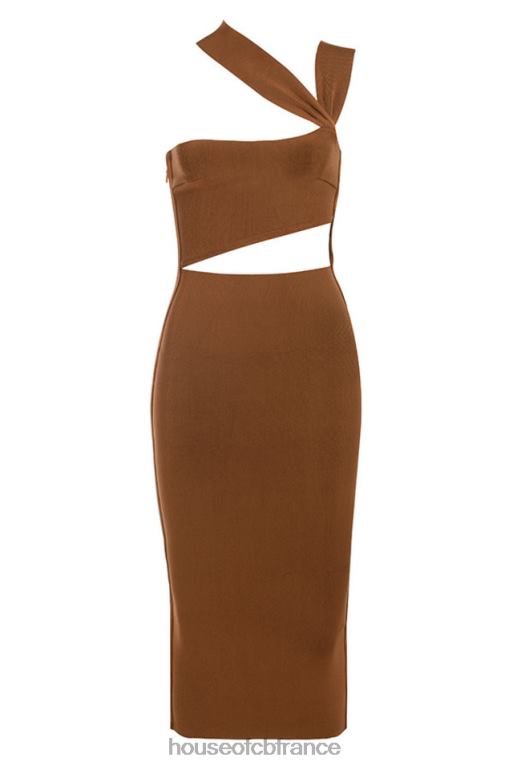 House of CB robe mi-longue bandage à découpes aina beige N888H598 vêtements