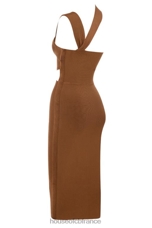 House of CB robe mi-longue bandage à découpes aina beige N888H598 vêtements