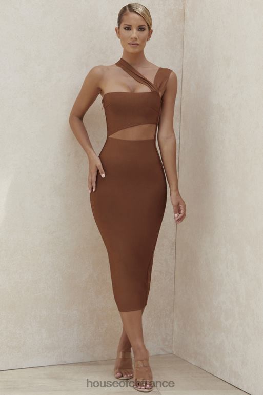 House of CB robe mi-longue bandage à découpes aina beige N888H598 vêtements