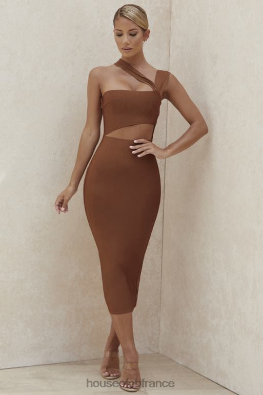 House of CB robe mi-longue bandage à découpes aina beige N888H598 vêtements