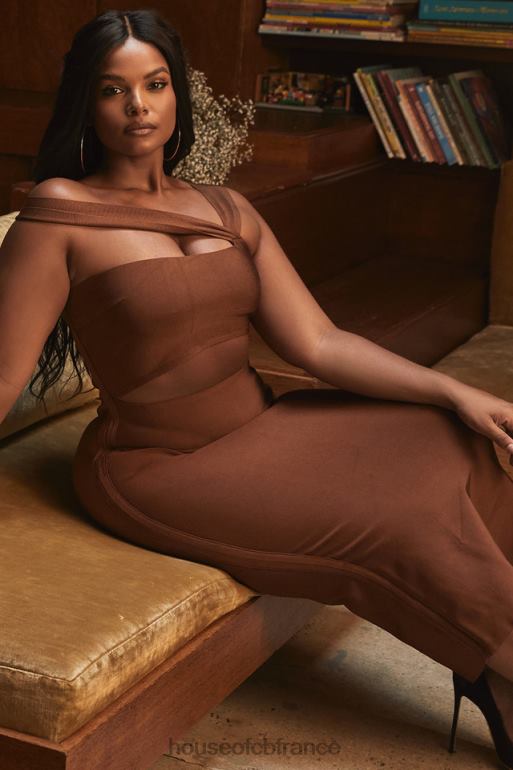 House of CB robe mi-longue bandage à découpes aina beige N888H598 vêtements