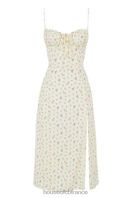 House of CB robe mi-longue bustier à fleurs citron Carina N888H564 vêtements