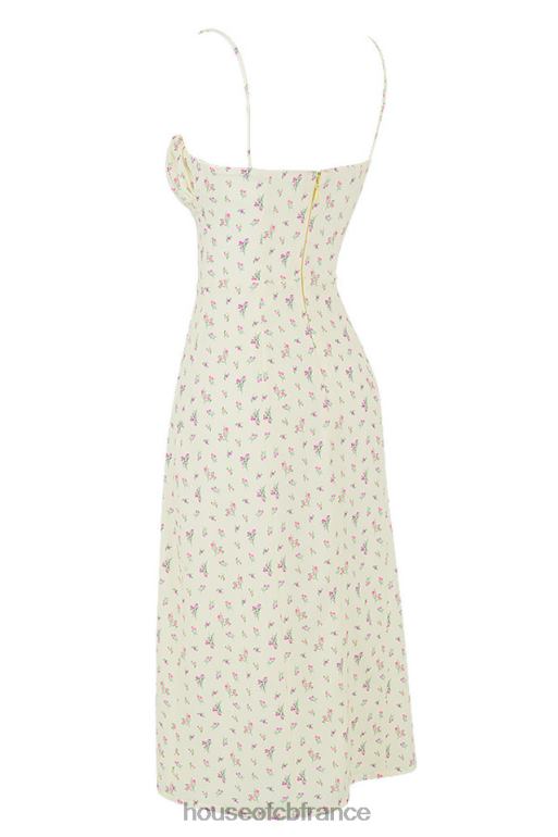 House of CB robe mi-longue bustier à fleurs citron Carina N888H564 vêtements