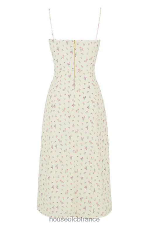 House of CB robe mi-longue bustier à fleurs citron Carina N888H564 vêtements