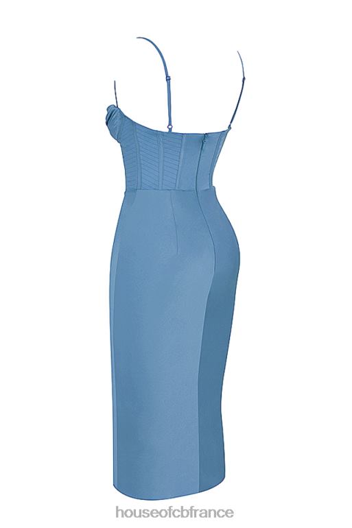 House of CB robe mi-longue corset bleu égéen myrna N888H558 vêtements