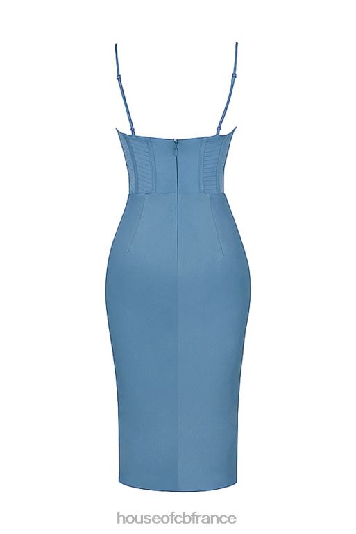 House of CB robe mi-longue corset bleu égéen myrna N888H558 vêtements