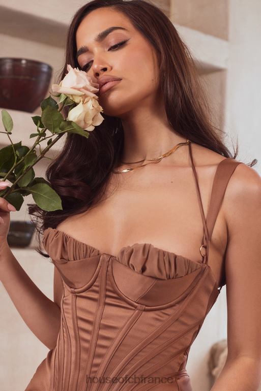 House of CB robe mi-longue corset caramel Talya N888H581 vêtements