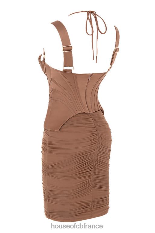House of CB robe mi-longue corset caramel Talya N888H581 vêtements