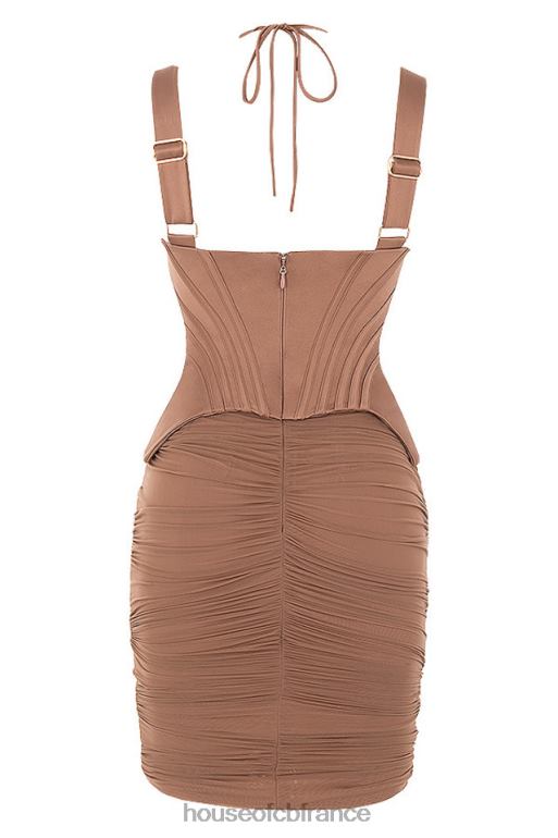 House of CB robe mi-longue corset caramel Talya N888H581 vêtements