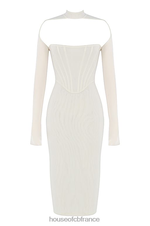 House of CB robe mi-longue corset en maille blanche milarose N888H484 vêtements