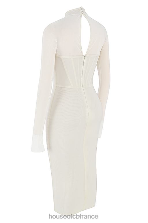 House of CB robe mi-longue corset en maille blanche milarose N888H484 vêtements