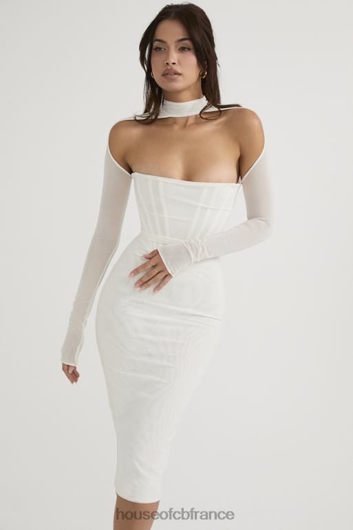 House of CB robe mi-longue corset en maille blanche milarose N888H484 vêtements