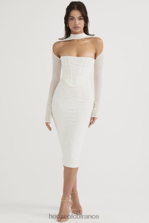 House of CB robe mi-longue corset en maille blanche milarose N888H484 vêtements