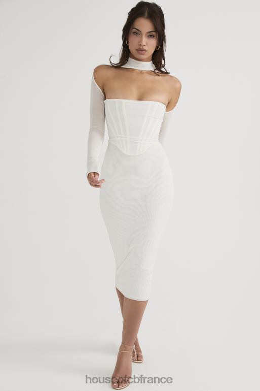 House of CB robe mi-longue corset en maille blanche milarose N888H484 vêtements