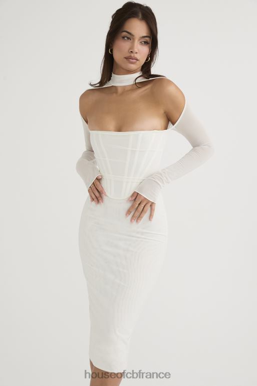 House of CB robe mi-longue corset en maille blanche milarose N888H484 vêtements