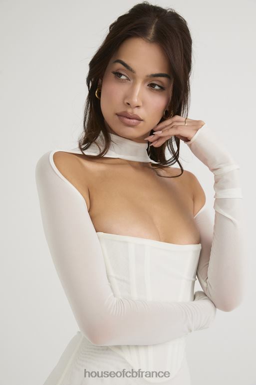 House of CB robe mi-longue corset en maille blanche milarose N888H484 vêtements