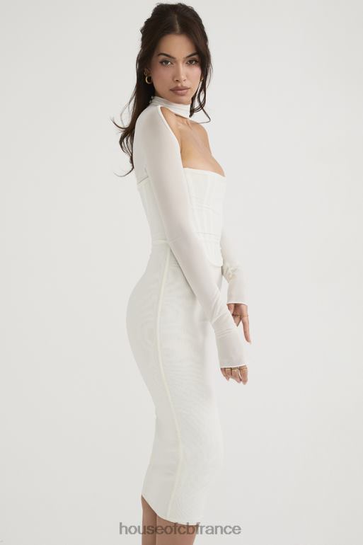 House of CB robe mi-longue corset en maille blanche milarose N888H484 vêtements