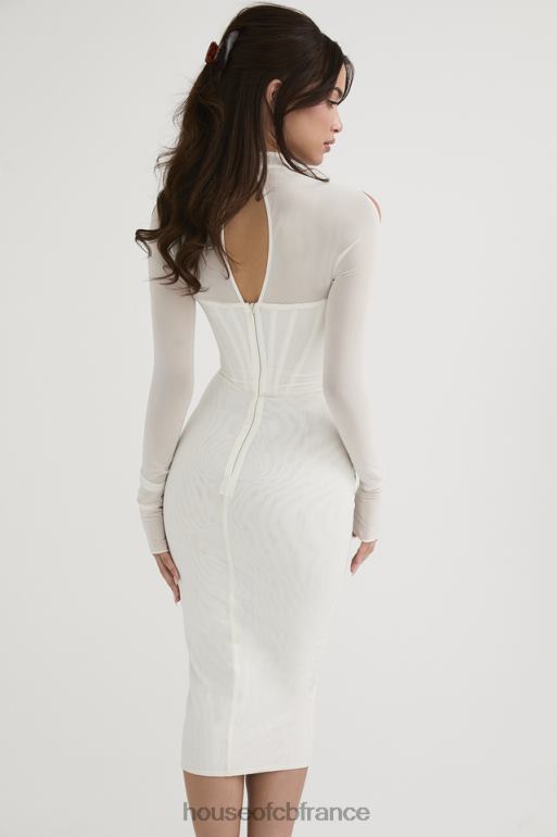 House of CB robe mi-longue corset en maille blanche milarose N888H484 vêtements