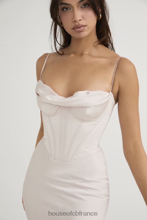 House of CB robe mi-longue corset en satin à cristaux myrna N888H465 vêtements