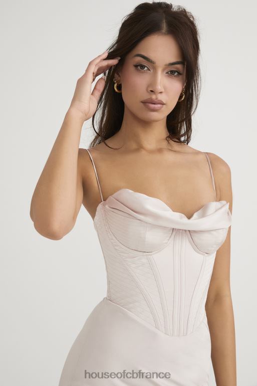 House of CB robe mi-longue corset en satin à cristaux myrna N888H465 vêtements