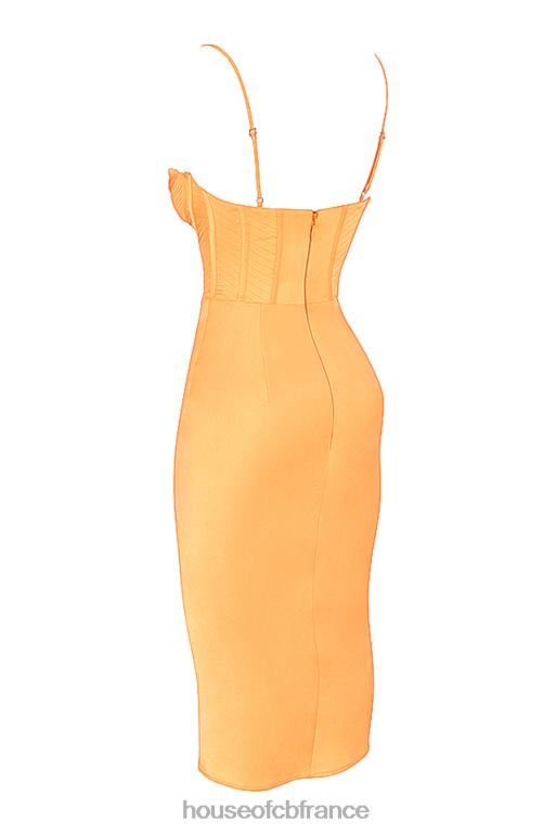 House of CB robe mi-longue corset en satin mandarine myrna N888H537 vêtements