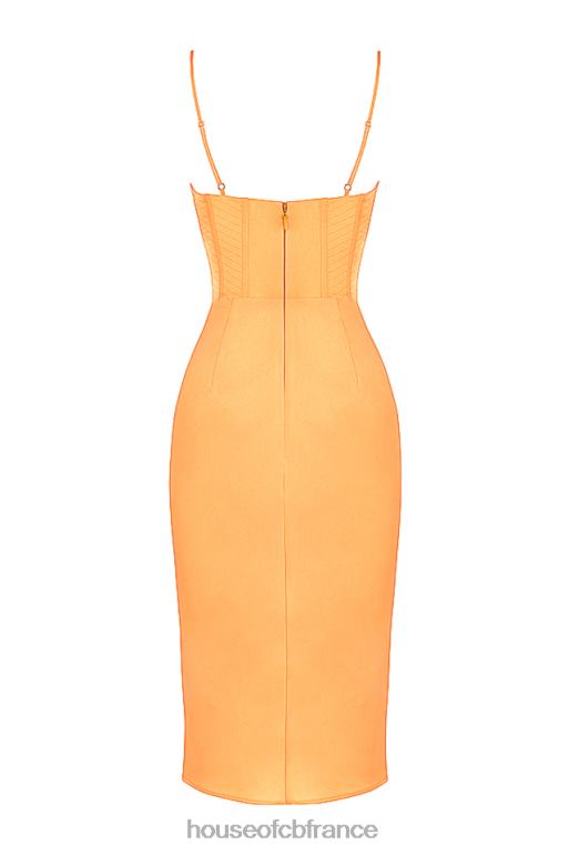 House of CB robe mi-longue corset en satin mandarine myrna N888H537 vêtements