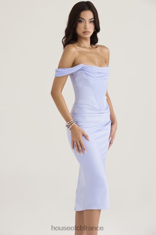 House of CB robe mi-longue corset en satin natalya sky N888H449 vêtements