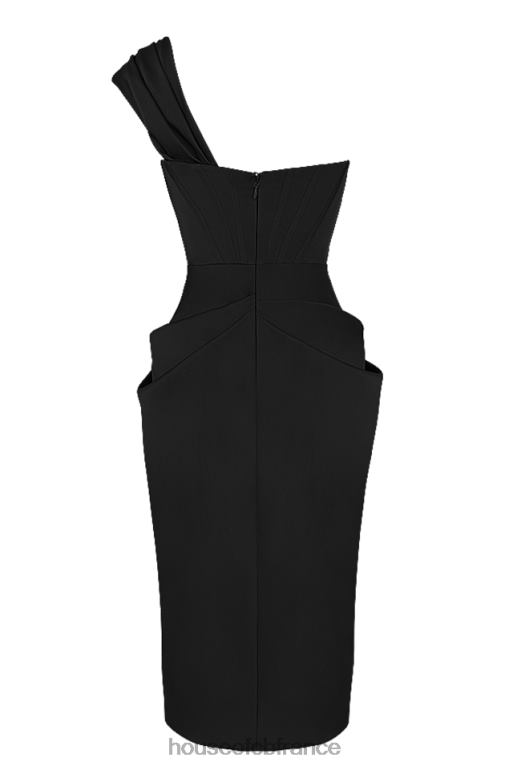 House of CB robe mi-longue corset en satin noir Janis N888H477 vêtements