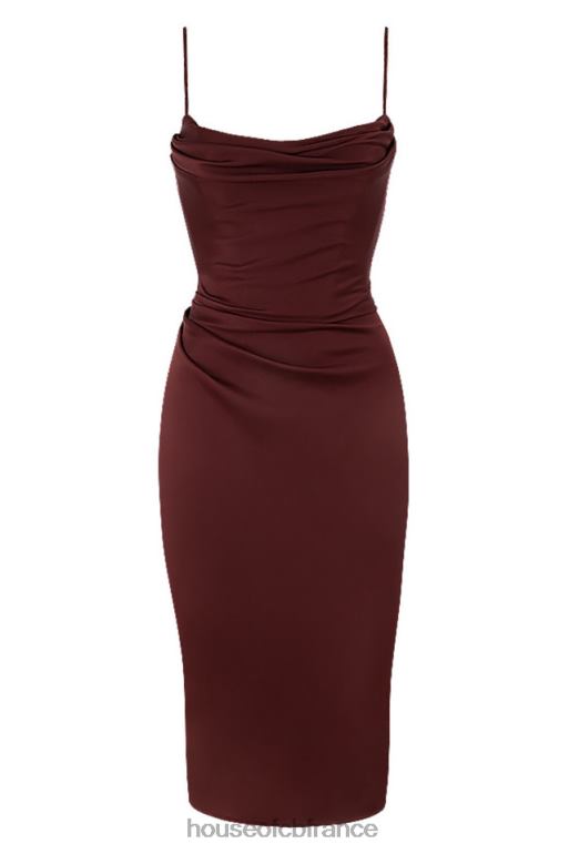 House of CB robe mi-longue corset en satin raisin anja N888H591 vêtements