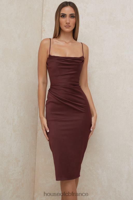 House of CB robe mi-longue corset en satin raisin anja N888H591 vêtements