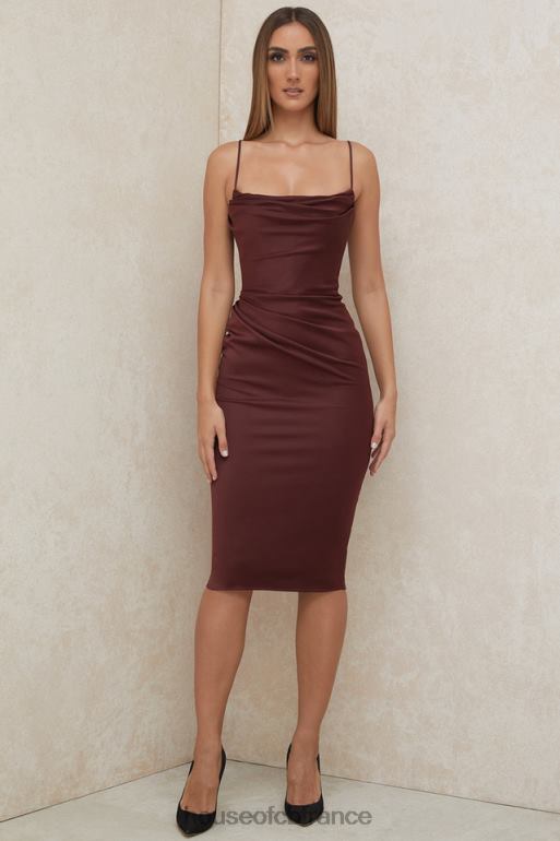 House of CB robe mi-longue corset en satin raisin anja N888H591 vêtements