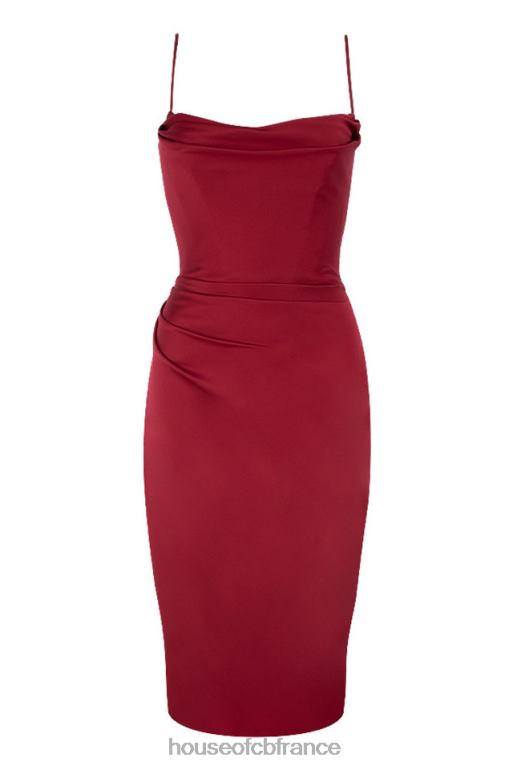 House of CB robe mi-longue corset en satin vin anja N888H599 vêtements