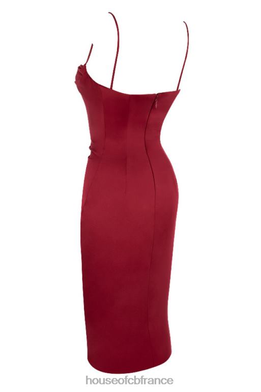 House of CB robe mi-longue corset en satin vin anja N888H599 vêtements