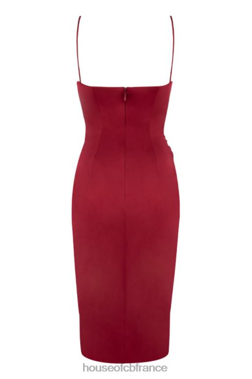 House of CB robe mi-longue corset en satin vin anja N888H599 vêtements