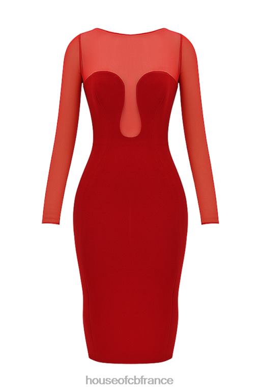 House of CB robe mi-longue décolletée écarlate darcy N888H109 vêtements