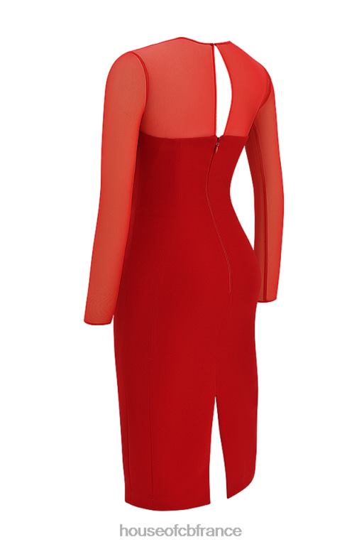 House of CB robe mi-longue décolletée écarlate darcy N888H109 vêtements