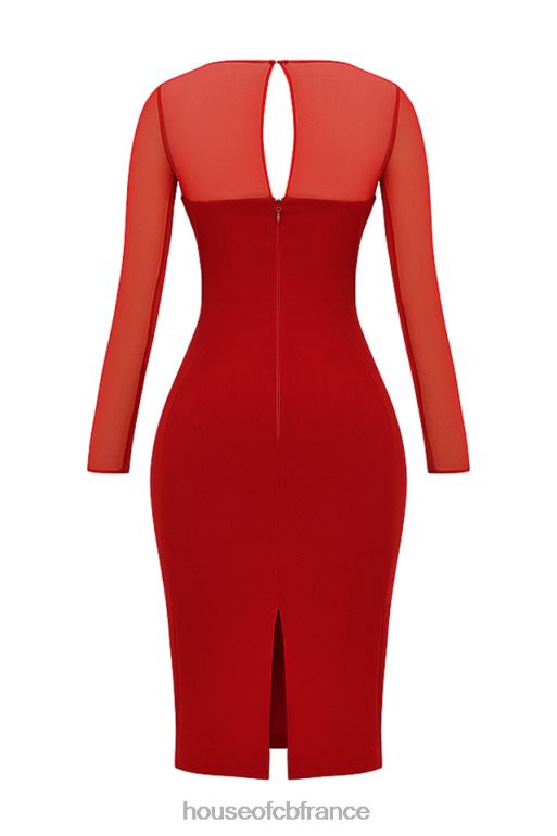 House of CB robe mi-longue décolletée écarlate darcy N888H109 vêtements