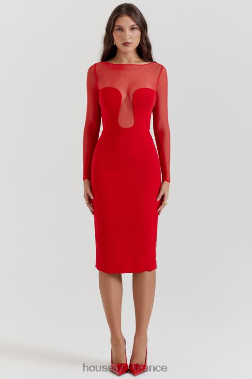 House of CB robe mi-longue décolletée écarlate darcy N888H109 vêtements