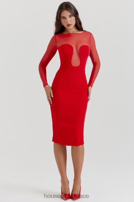 House of CB robe mi-longue décolletée écarlate darcy N888H109 vêtements