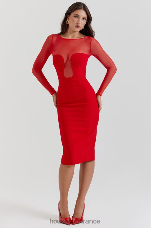 House of CB robe mi-longue décolletée écarlate darcy N888H109 vêtements