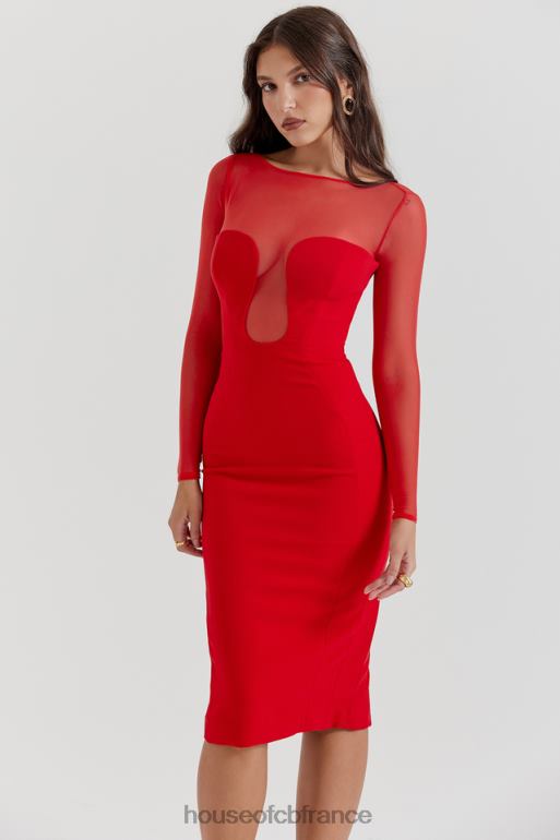 House of CB robe mi-longue décolletée écarlate darcy N888H109 vêtements