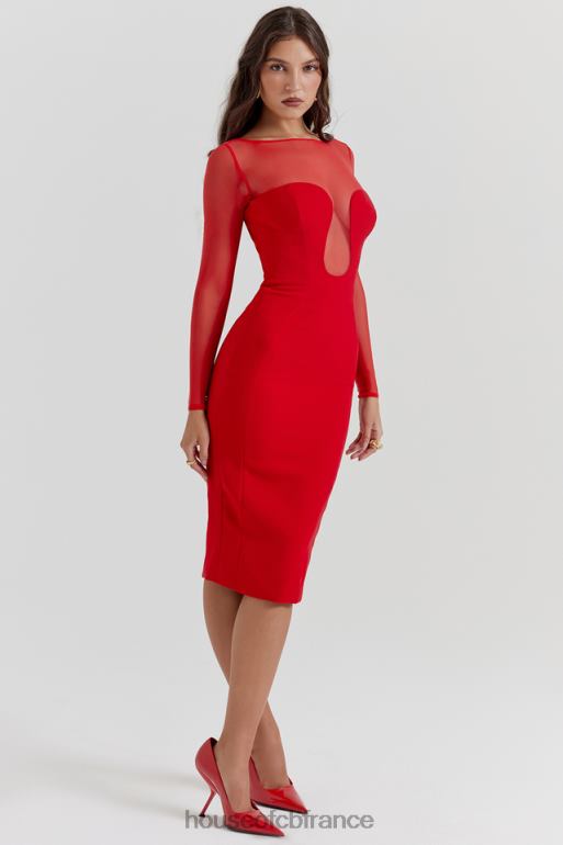 House of CB robe mi-longue décolletée écarlate darcy N888H109 vêtements
