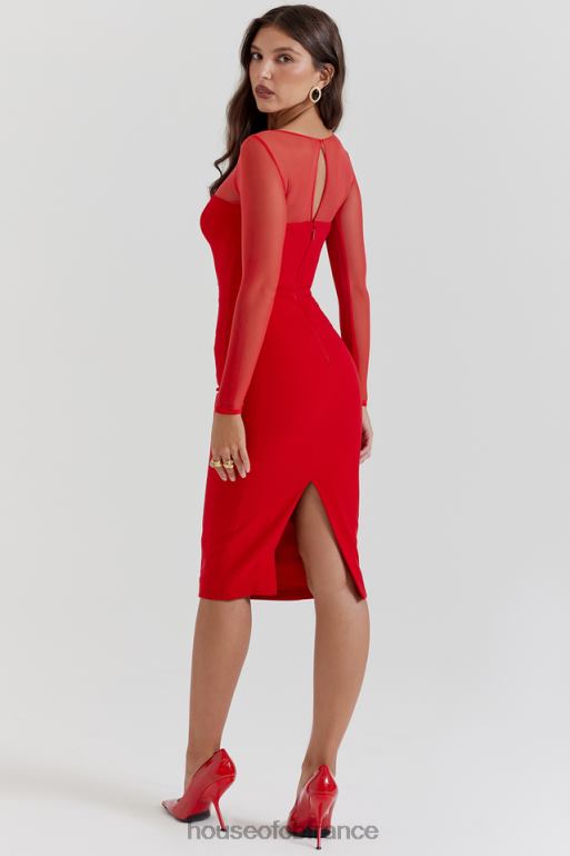 House of CB robe mi-longue décolletée écarlate darcy N888H109 vêtements