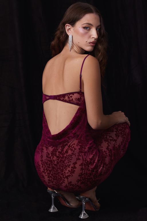 House of CB robe mi-longue dévorée aux canneberges ione N888H323 vêtements