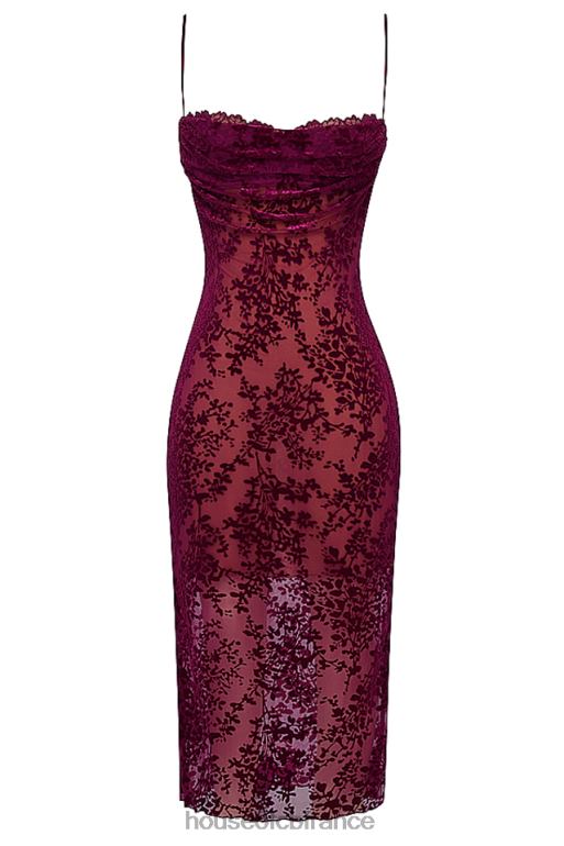 House of CB robe mi-longue dévorée aux canneberges ione N888H323 vêtements