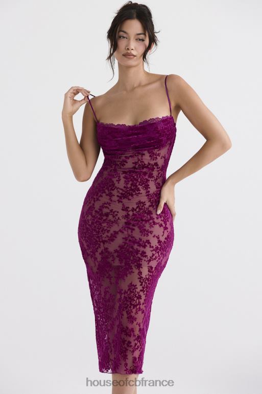 House of CB robe mi-longue dévorée aux canneberges ione N888H323 vêtements